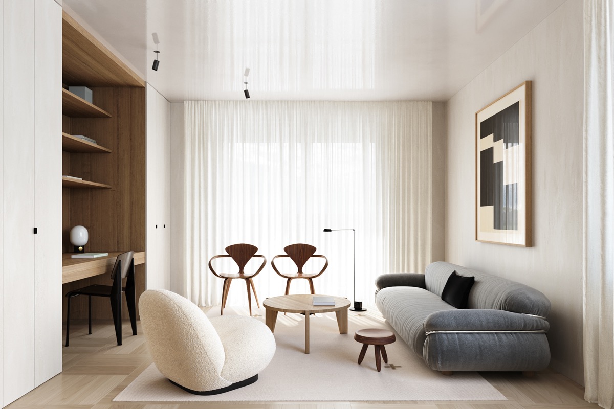 Ideas de muebles e interiores minimalistas modernos de mediados de siglo