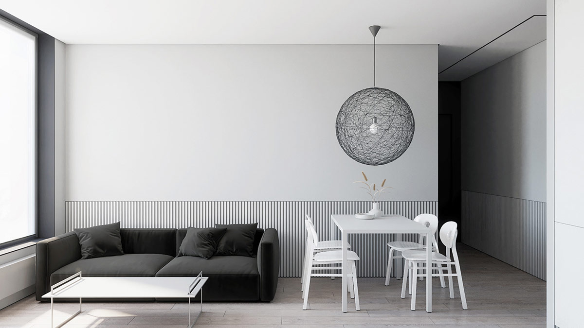 Equilibrio del minimalismo moderno en blanco y negro