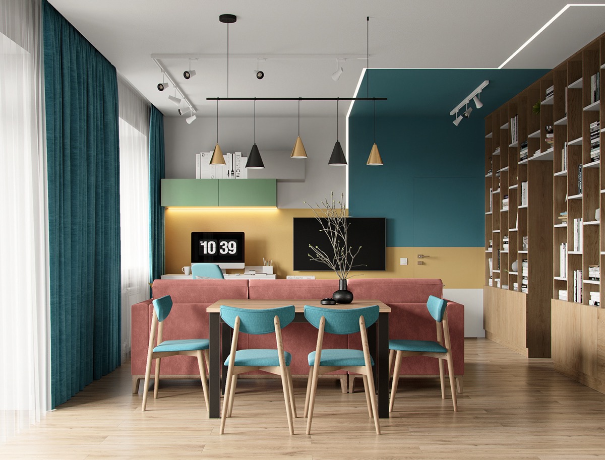 Interiores distintivos con combinaciones de colores convincentes