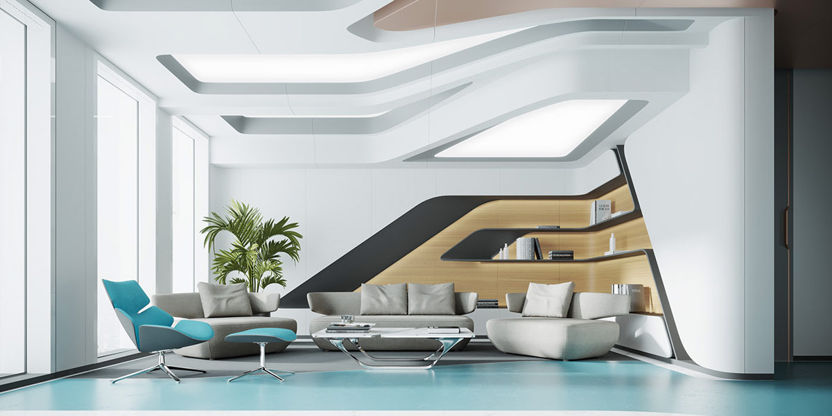 Interiores de casas futuristas moldeados por inspiración tecnológica